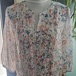 A.n.a. sheer floral pullover top size PXL